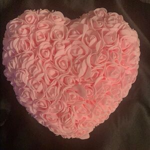 Pink Rose Heart-Shaped Cushion